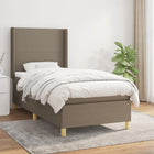 Box spring with fabric mattress taupe 90x190 cm