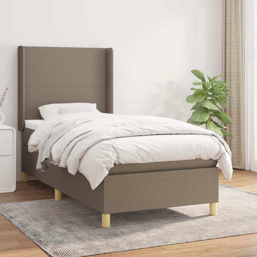 Boxspring Met Matras Stof Taupe 90 x 190 cm Effen ontwerp