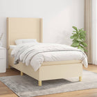 Boxspring met matras stof crèmekleurig 90x200 cm 90 x 200 cm Crème