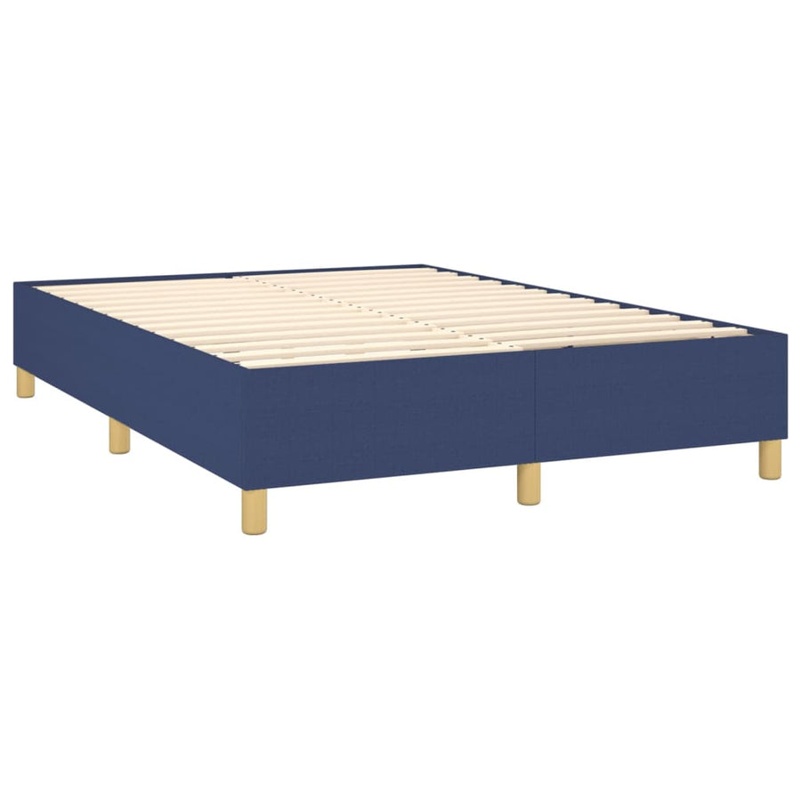 Boxspring met matras stof blauw 140x190 cm 140 x 190 cm Blauw