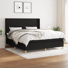 Boxspring Met Matras Stof Zwart 160 x 200 cm Effen ontwerp