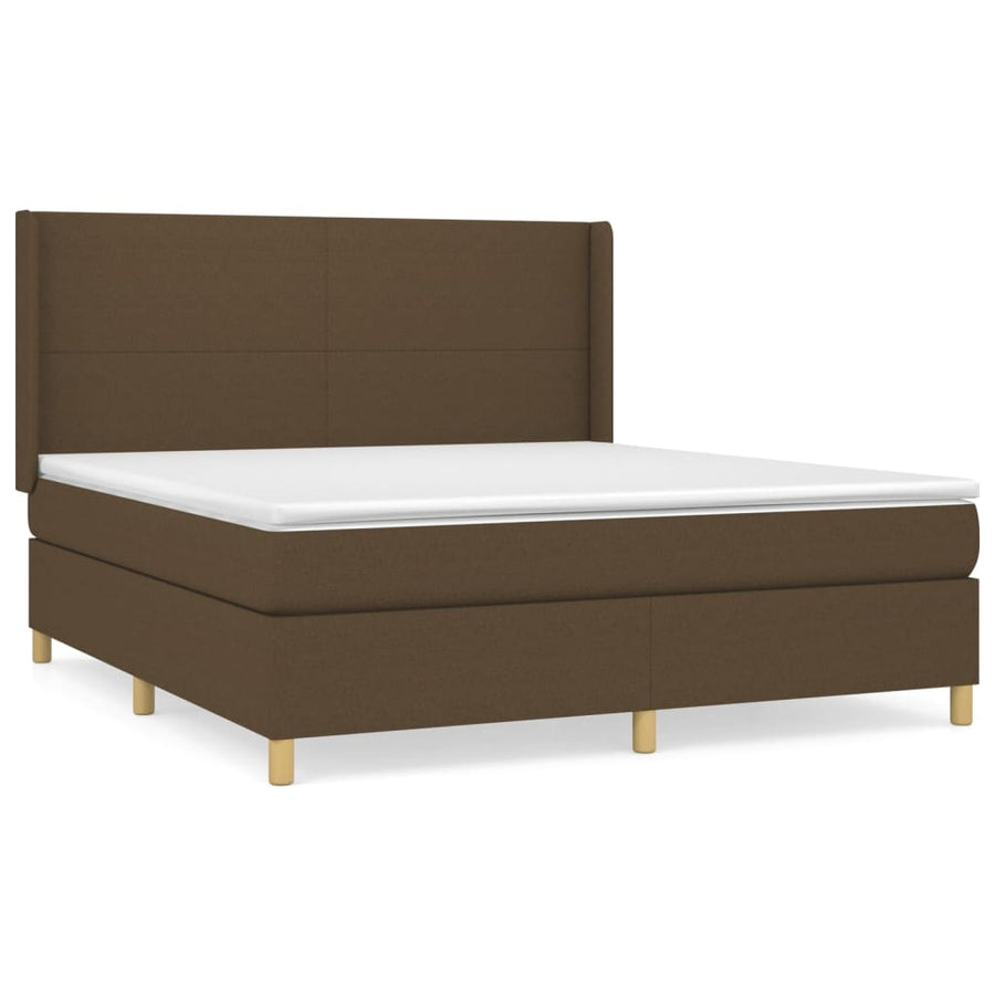 Boxspring Met Matras Stof Donkerbruin 160 x 200 cm Effen ontwerp