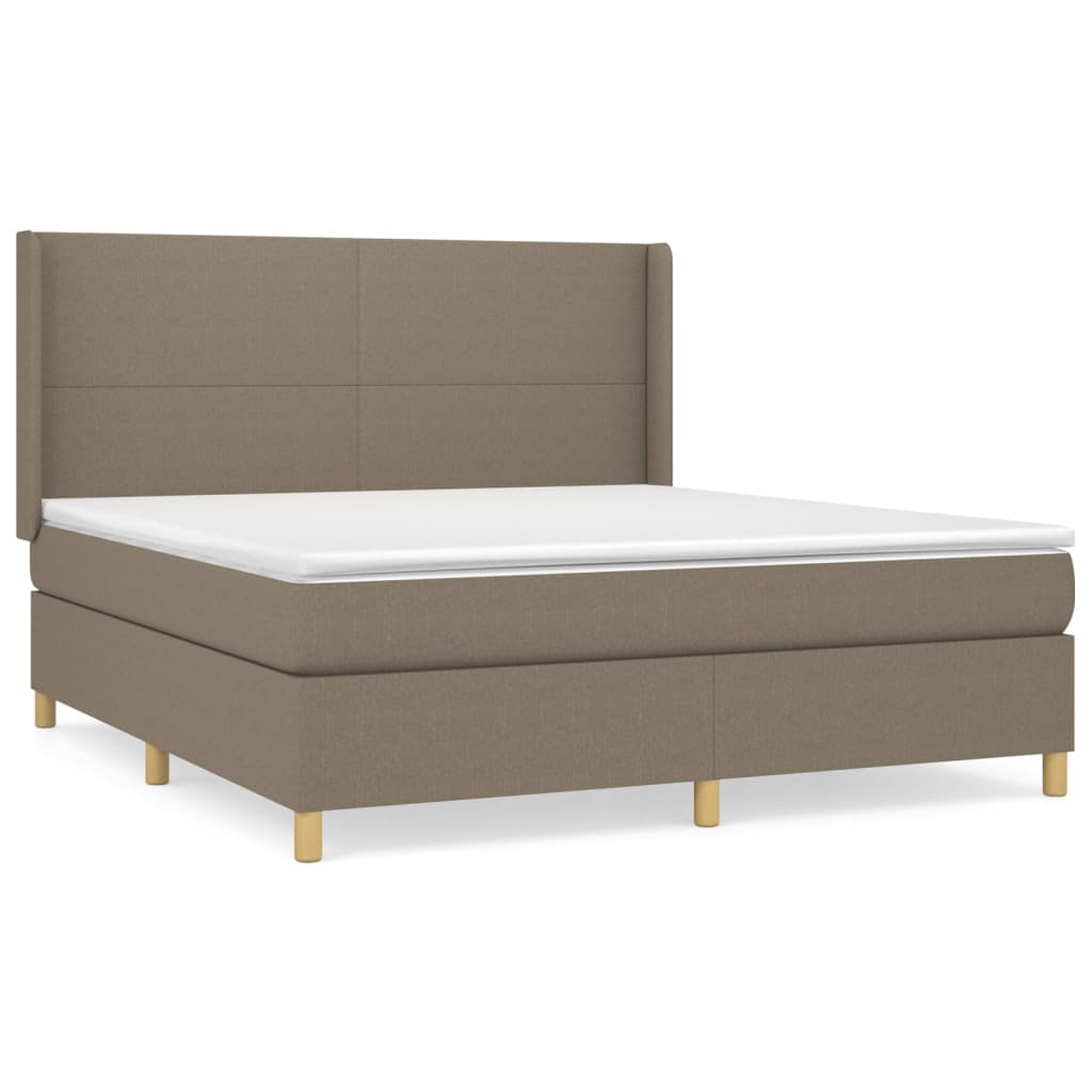 Boxspring Met Matras Stof Taupe 160 x 200 cm Effen ontwerp