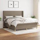 Boxspring Met Matras Stof Taupe 160 x 200 cm Effen ontwerp