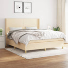 Boxspring Met Matras Stof Kleurig Crème 160 x 200 cm Effen ontwerp