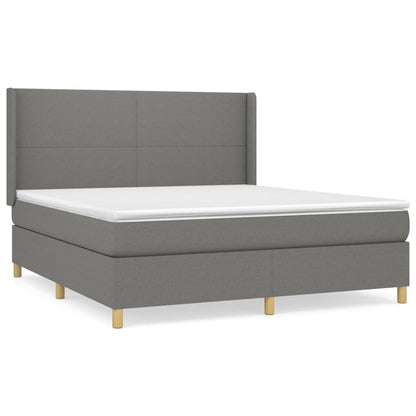 Boxspring Met Matras Stof Donkergrijs 180 x 200 cm Effen ontwerp