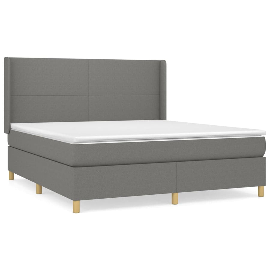 Boxspring Met Matras Stof Donkergrijs 180 x 200 cm Effen ontwerp