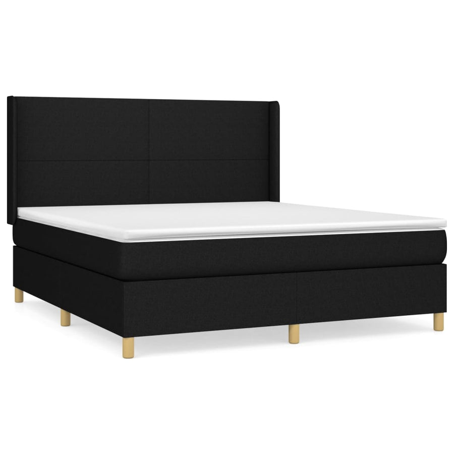 Boxspring Met Matras Stof Zwart 180 x 200 cm Effen ontwerp
