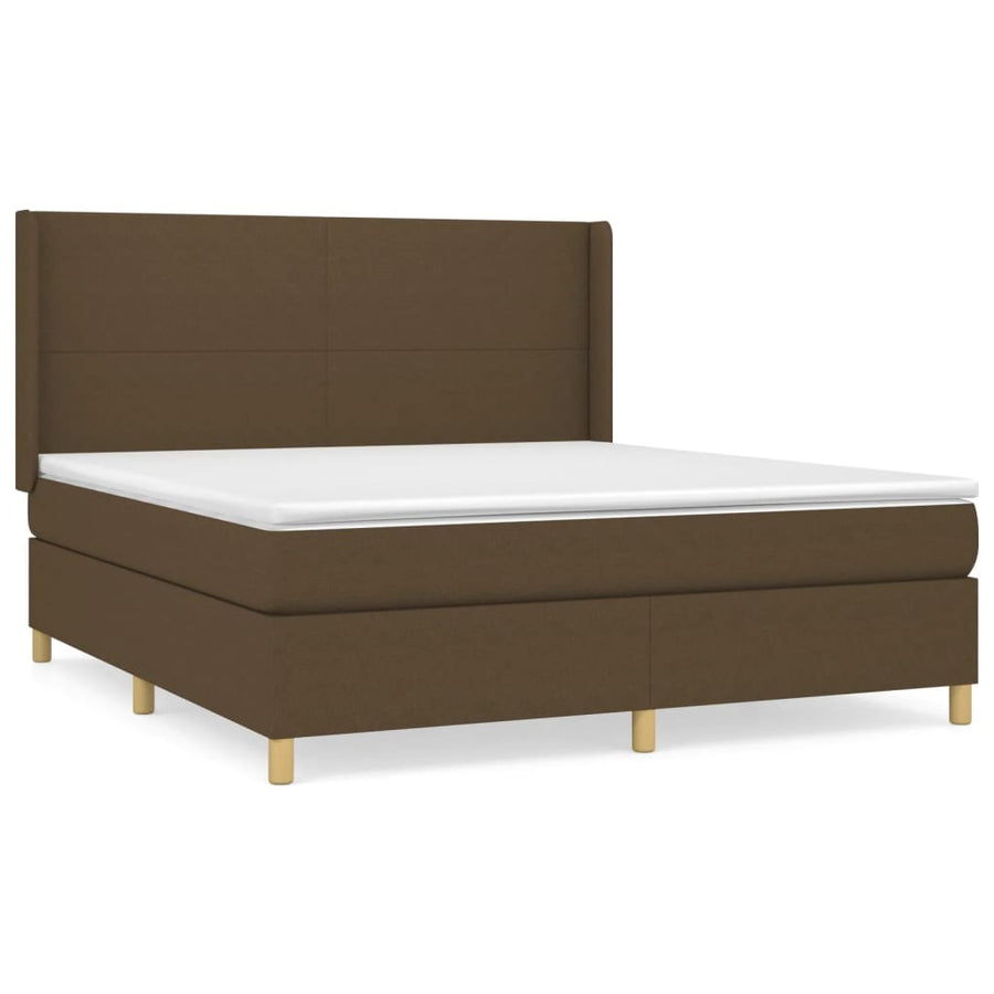 Boxspring Met Matras Stof 180 x 200 cm Donkerbruin