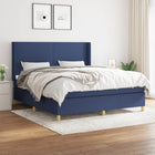 Boxspring Met Matras Stof Blauw 180 x 200 cm Effen ontwerp