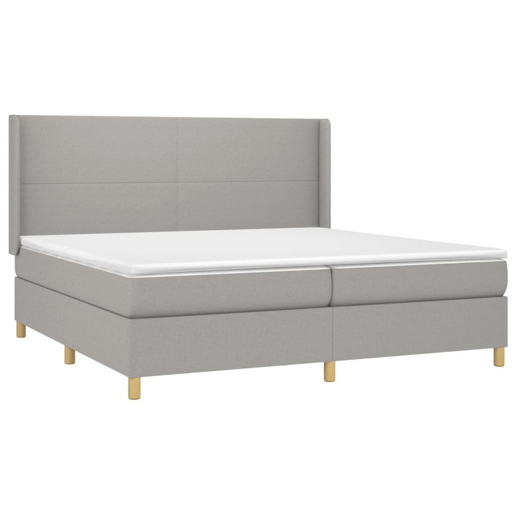 Boxspring Met Matras Stof Lichtgrijs 200 x 200 cm Effen ontwerp