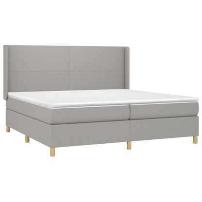 Boxspring Met Matras Stof Lichtgrijs 200 x 200 cm Effen ontwerp