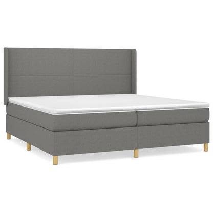 Boxspring Met Matras Stof Donkergrijs 200 x 200 cm Effen ontwerp