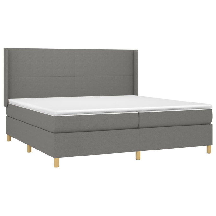Boxspring Met Matras Stof Donkergrijs 200 x 200 cm Effen ontwerp