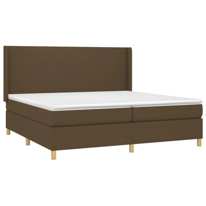 Boxspring Met Matras Stof Donkerbruin 200 x 200 cm Effen ontwerp