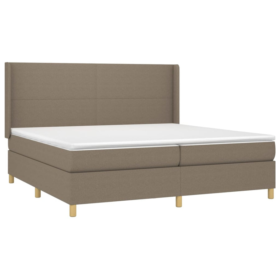 Boxspring Met Matras Stof Taupe 200X200 Cm Taupe 200 x 200 cm Effen ontwerp