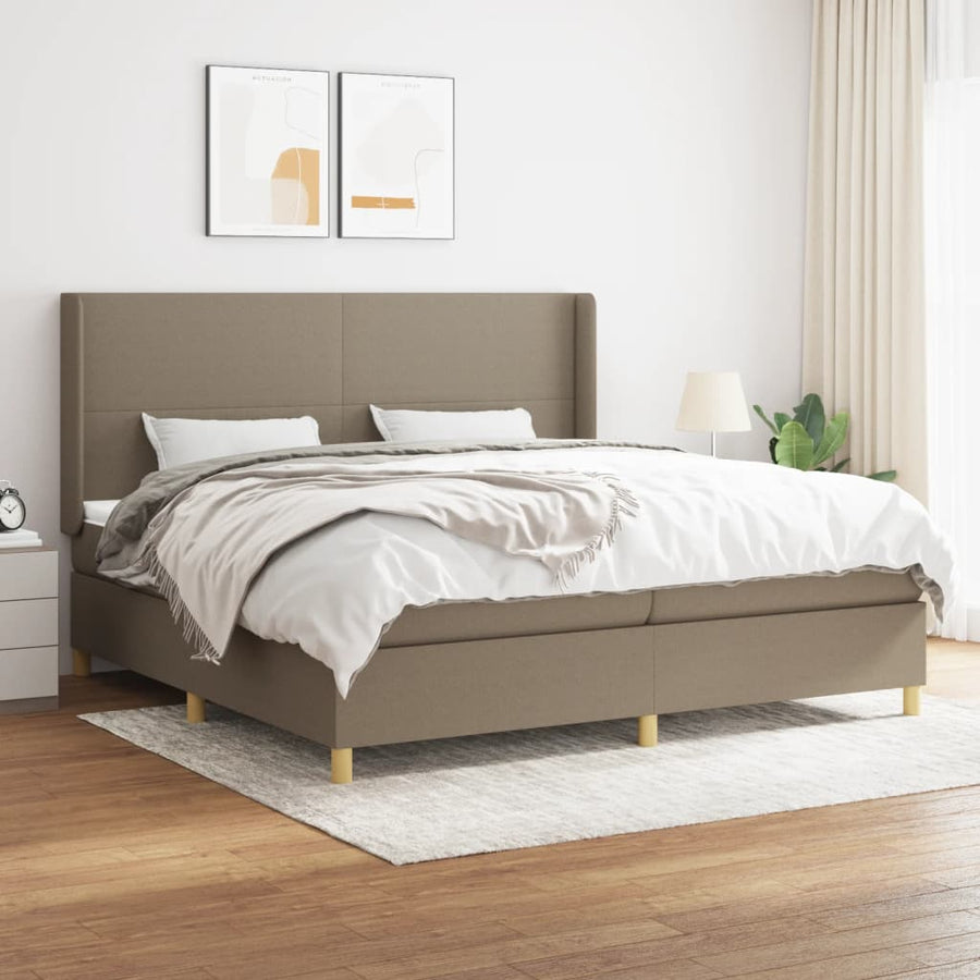 Boxspring Met Matras Stof Taupe 200X200 Cm Taupe 200 x 200 cm Effen ontwerp