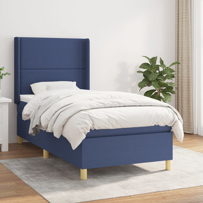 Boxspring met matras stof blauw 80x200 cm