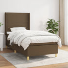 Boxspring Met Matras Stof Donkerbruin 90 x 190 cm Effen met spijkers