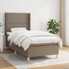 Boxspring met matras stof taupe 90x190 cm 90 x 190 cm Effen met spijkers