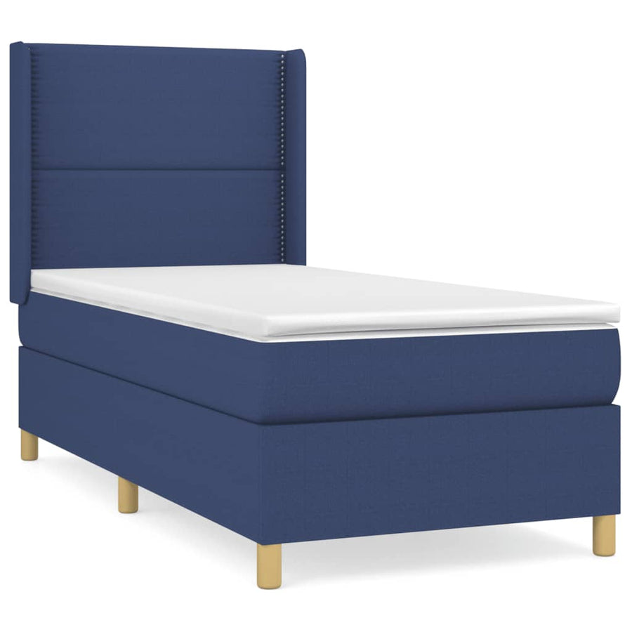 Boxspring Met Matras Stof Blauw 90 x 190 cm Effen met spijkers