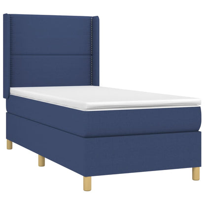 Boxspring Met Matras Stof Blauw 90 x 200 cm Effen met spijkers