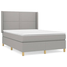 Boxspring Met Matras Stof Lichtgrijs 140 x 190 cm Effen met spijkers