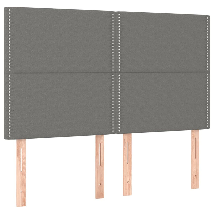 Boxspring Met Matras Stof Donkergrijs 140 x 190 cm Effen met spijkers