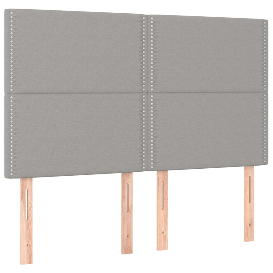 Boxspring Met Matras Stof Lichtgrijs 140 x 200 cm Effen met spijkers