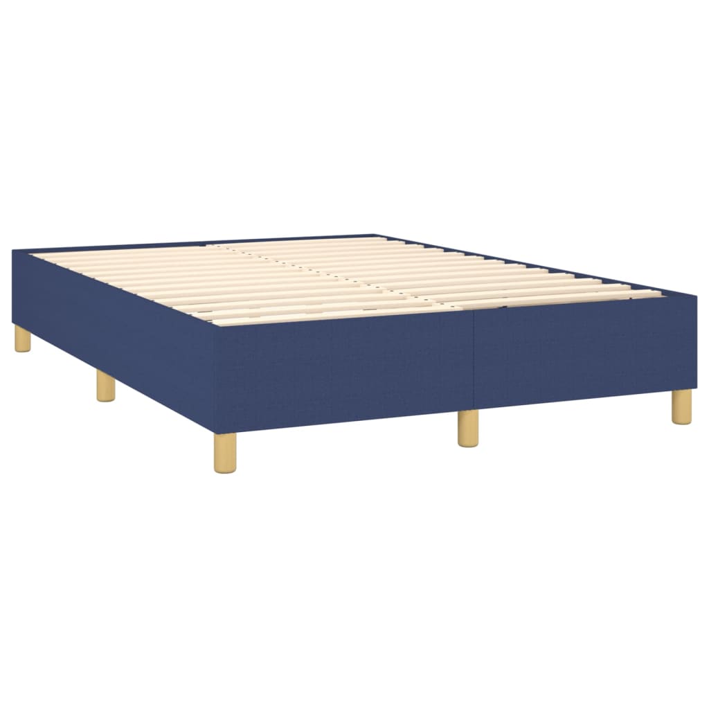 Boxspring Met Matras Stof Blauw 140 x 200 cm Effen met spijkers
