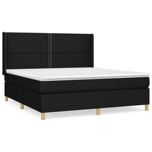 Boxspring Met Matras Stof Zwart 160 x 200 cm Effen met spijkers