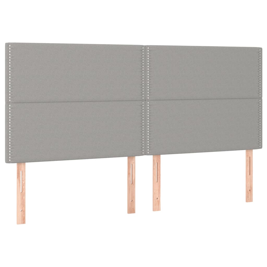 Boxspring Met Matras Stof Lichtgrijs 180 x 200 cm Effen met spijkers