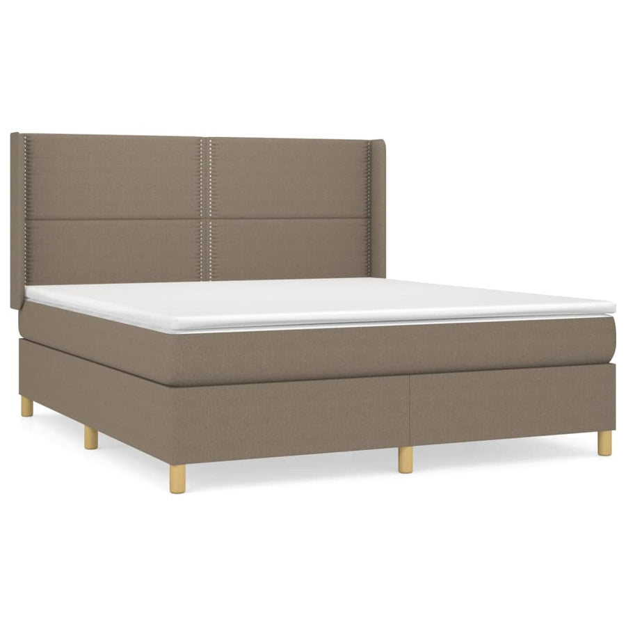 Boxspring Met Matras Stof Taupe 180 x 200 cm Effen met spijkers