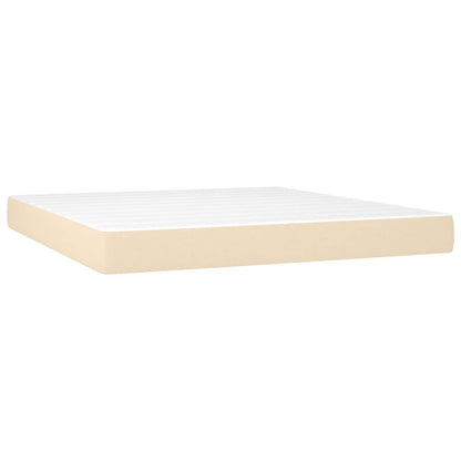 Boxspring Met Matras Stof Crèmekleurig 180X200 Cm 180 x 200 cm Effen met spijkers