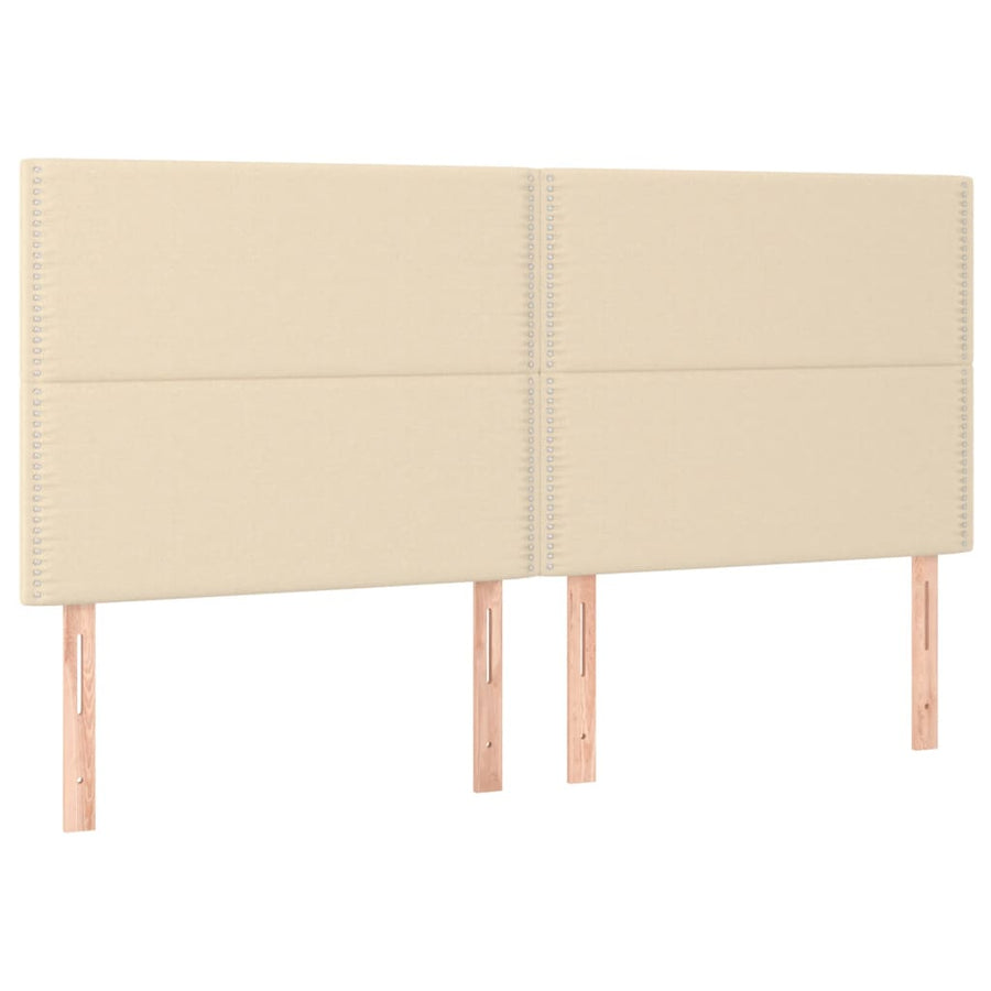 Boxspring Met Matras Stof Crèmekleurig 180X200 Cm 180 x 200 cm Effen met spijkers