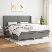 Boxspring met matras 200x200 cm donkergrijs stof