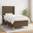 Box spring with dark brown fabric mattress 80x200 cm