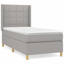 Boxspring Met Matras Stof Lichtgrijs 90 x 190 cm Blok met vierkanten