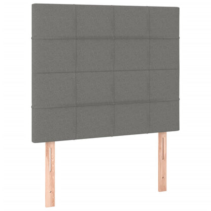 Boxspring Met Matras Stof Donkergrijs 90 x 190 cm Blok met vierkanten