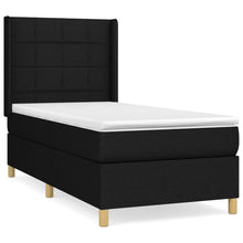 Boxspring Met Matras Stof Zwart 90 x 190 cm Blok met vierkanten