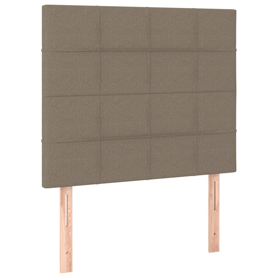 Boxspring Met Matras Stof Taupe 90 x 200 cm Blok met vierkanten