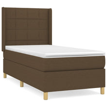 Boxspring Met Matras Stof Donkerbruin 100 x 200 cm Blok met vierkanten