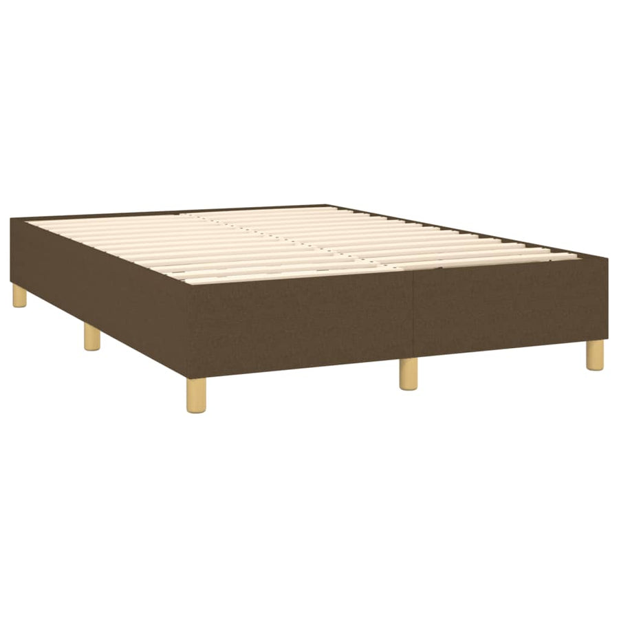 Boxspring Met Matras Stof Donkerbruin 140 x 190 cm Blok met vierkanten