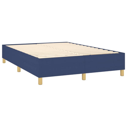 Boxspring Met Matras Stof Blauw 140 x 190 cm Blok met vierkanten