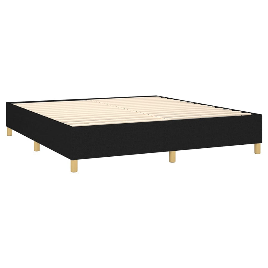 Boxspring Met Matras Stof Zwart 160 x 200 cm Blok met vierkanten