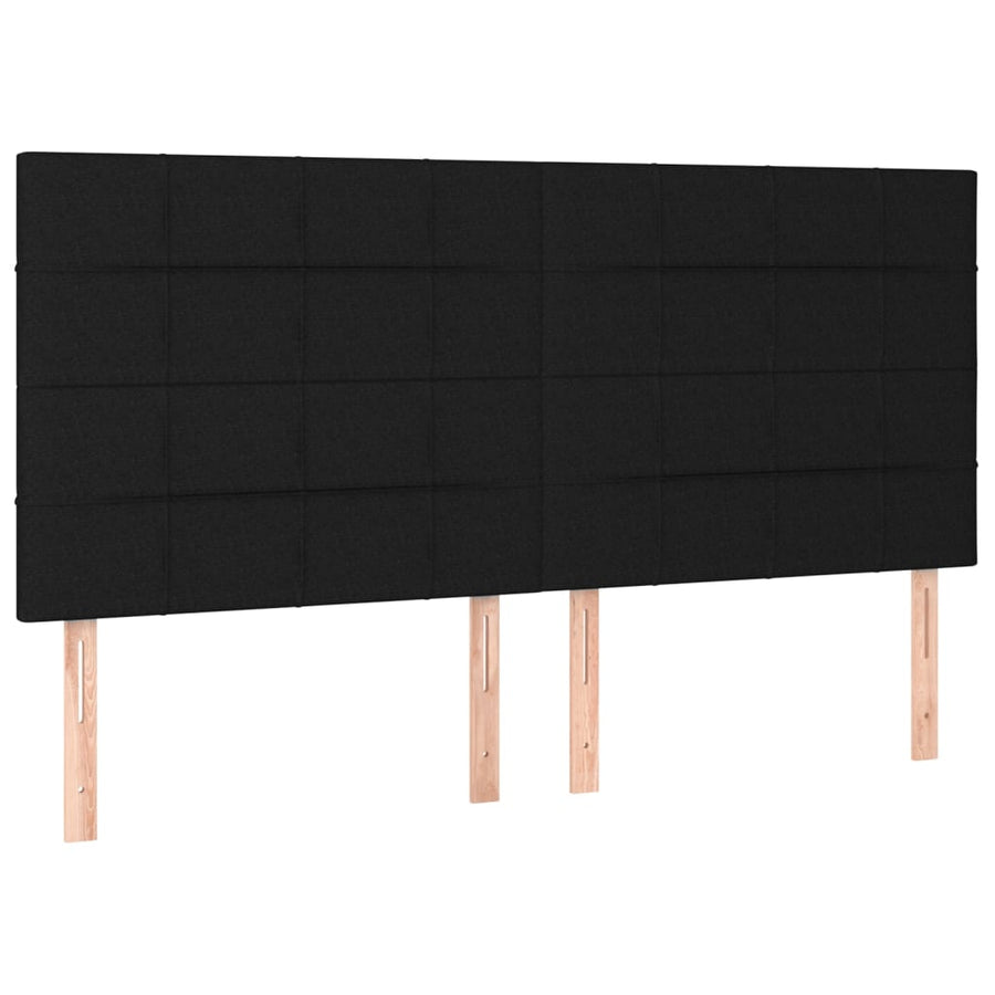 Boxspring Met Matras Stof Zwart 160 x 200 cm Blok met vierkanten