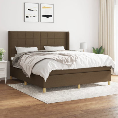 Boxspring met matras stof donkerbruin 160x200 cm