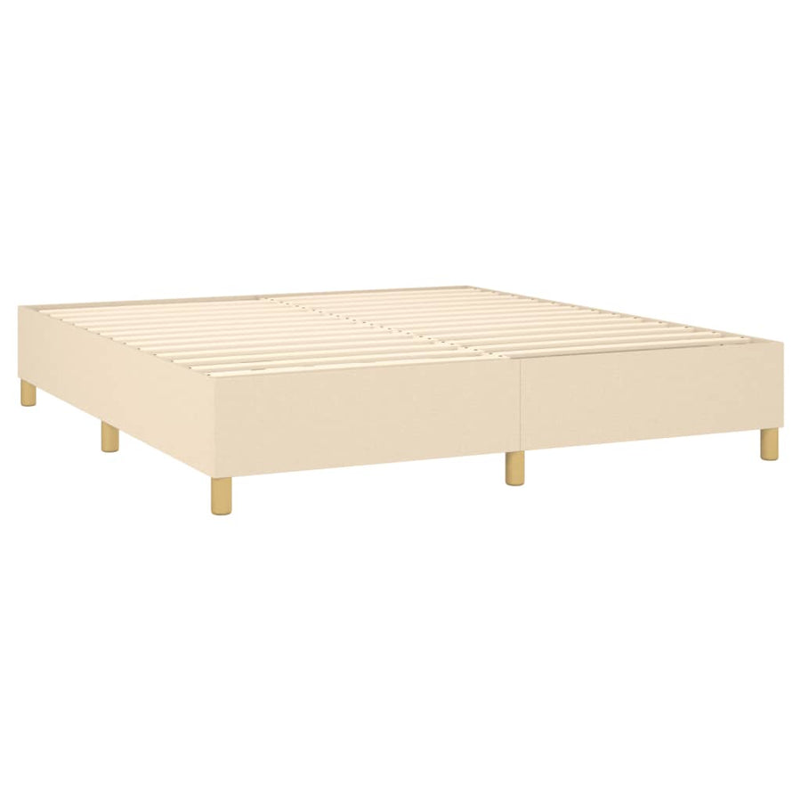 Boxspring Met Matras Stof Crèmekleurig 180X200 Cm 180 x 200 cm Blok met vierkanten