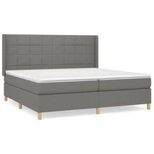 Boxspring Met Matras Stof Donkergrijs 200 x 200 cm Blok met vierkanten
