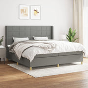 Boxspring met matras donkergrijs 200x200 cm
